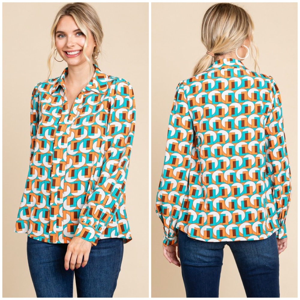 JODIFL Retro Chic Relaxed Fit Long Sleeves Blouse - Picture 5 of 7